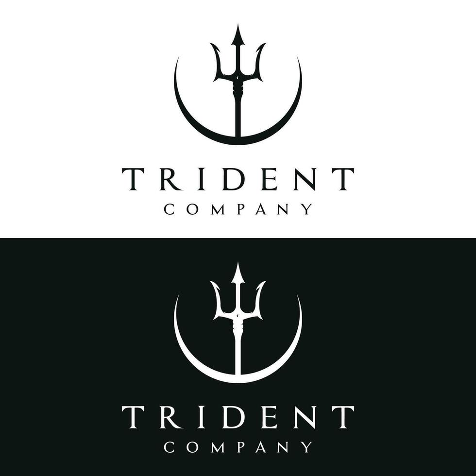 Facile ancien poseion trident lance modèle logo conception. vecteur