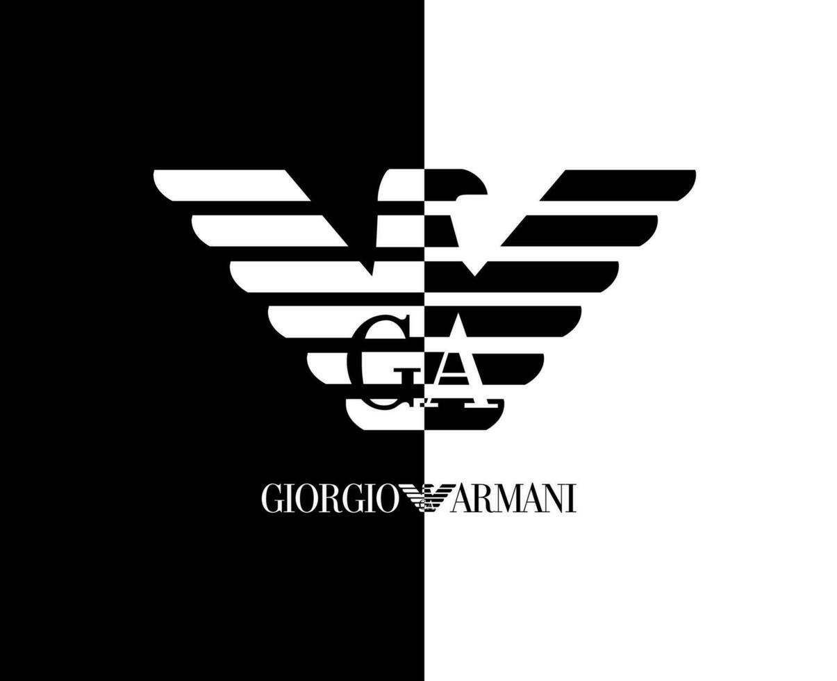 Giorgio Armani marque vêtements logo symbole avec Nom noir et blanc conception mode vecteur illustration