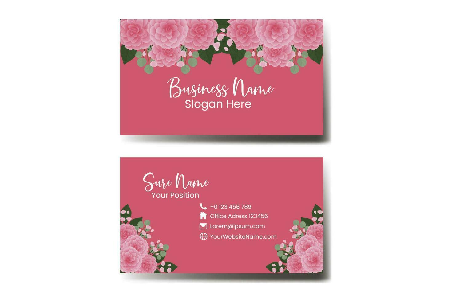 affaires carte modèle rose dahlia fleur .double face rose couleurs. plat conception vecteur illustration. papeterie conception