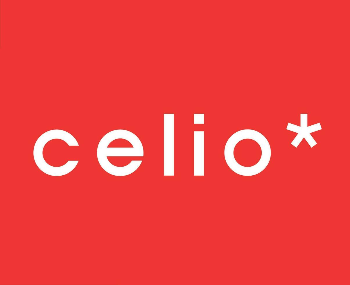 Célio marque logo vêtements symbole blanc conception mode vecteur illustration avec rouge Contexte