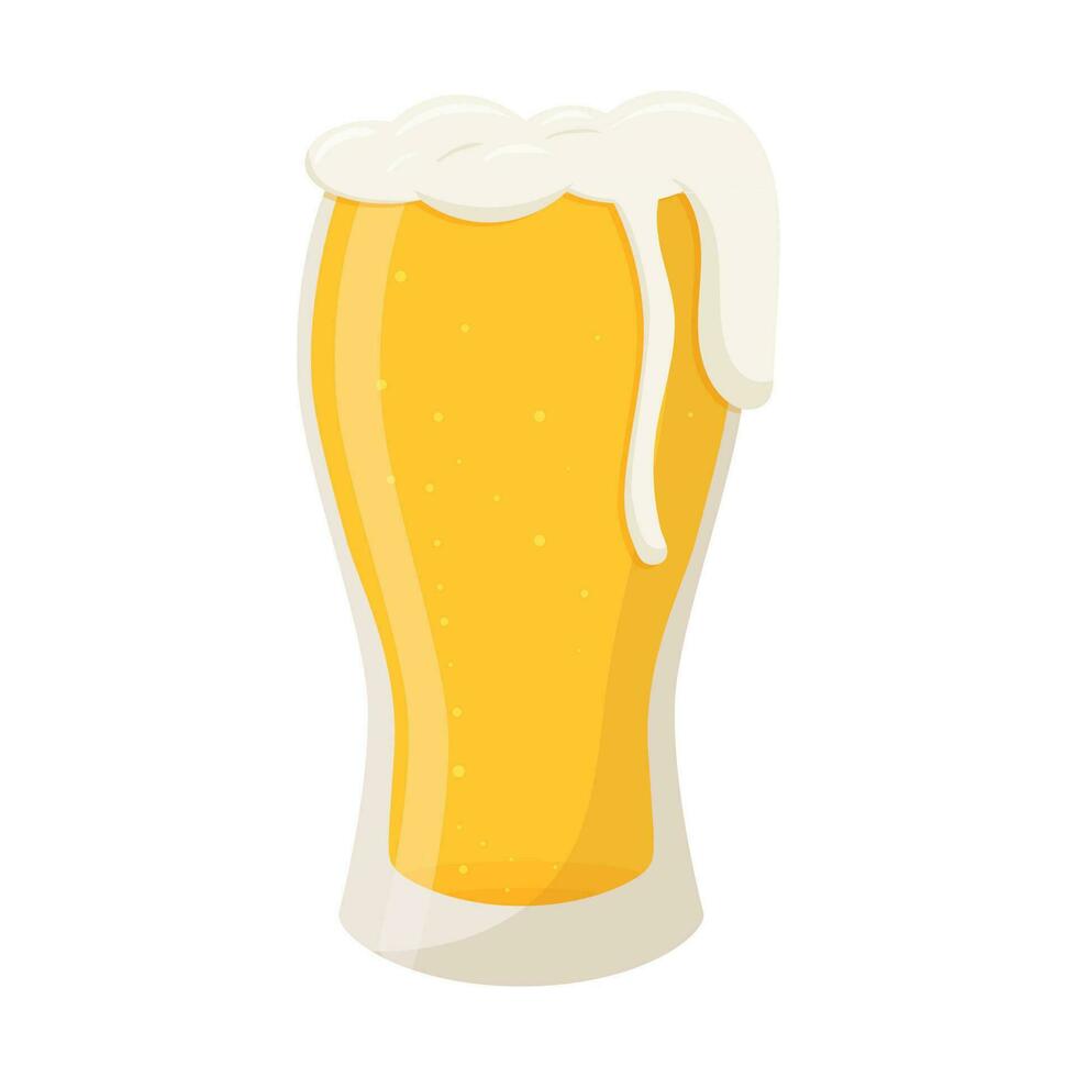 une clair verre verre plein de lumière Jaune bière. une faible teneur en alcool boire. plat dessin animé style, isolé sur une blanc Couleur de l'arrière plan vecteur illustration