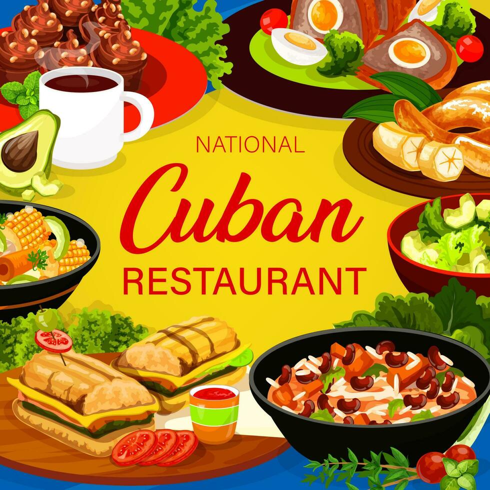 cubain cuisine restaurant carré vecteur affiche