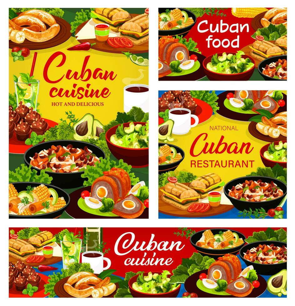 cubain cuisine nourriture vecteur bannières collection