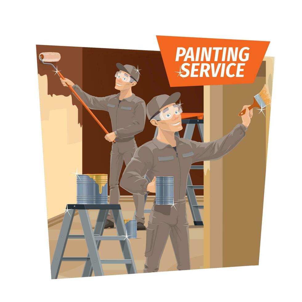 pinceau à peinture avec seau pendant la peinture du mur. rénovation,  entretien et aménagement de maison ou d'appartement 25498631 Photo de stock  chez Vecteezy