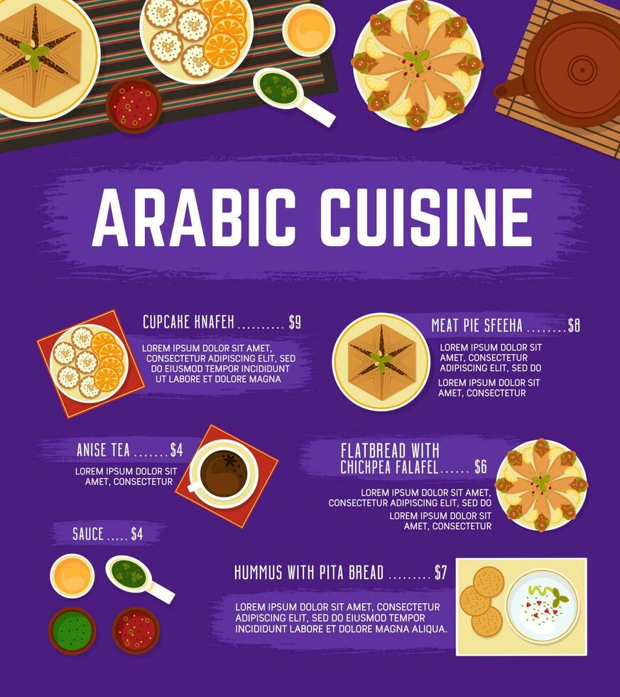 arabe cuisine menu avec ornement vecteur