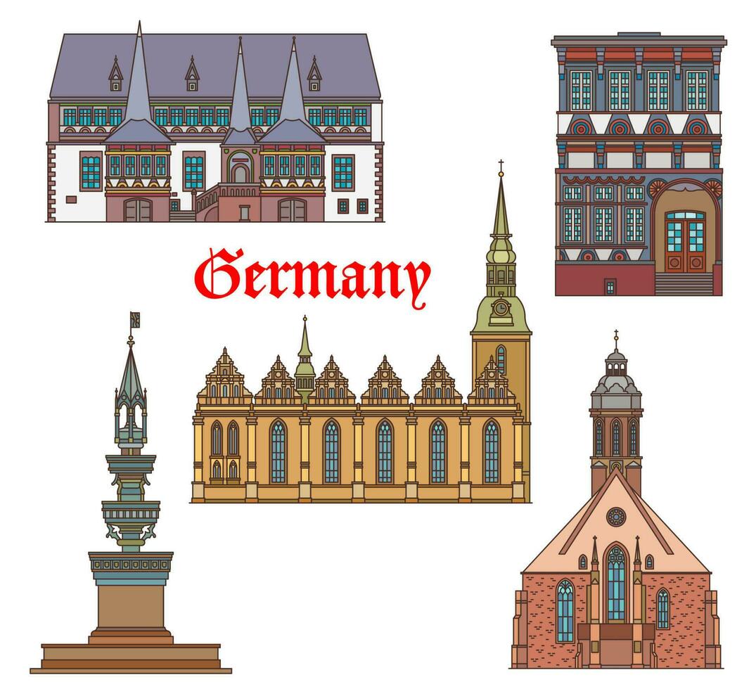 Allemagne Repères architecture cathédrales des églises vecteur