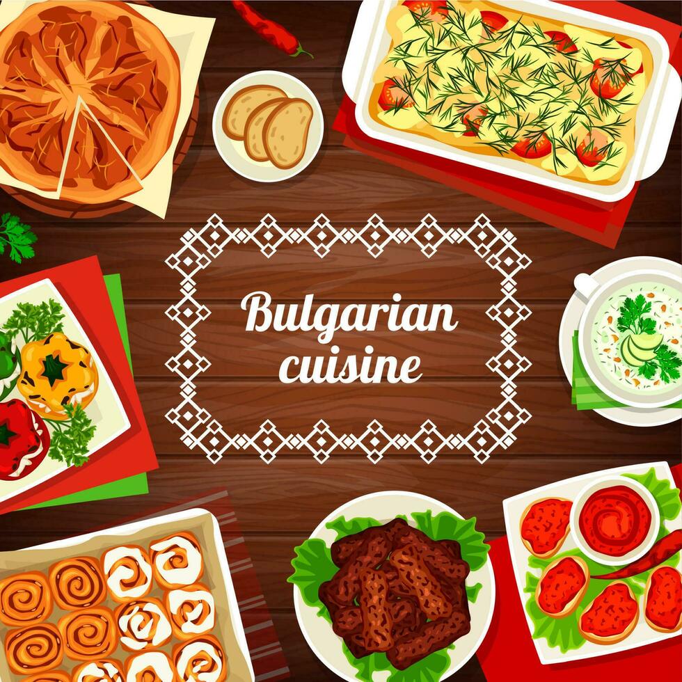 bulgare cuisine dessin animé affiche Bulgarie repas vecteur