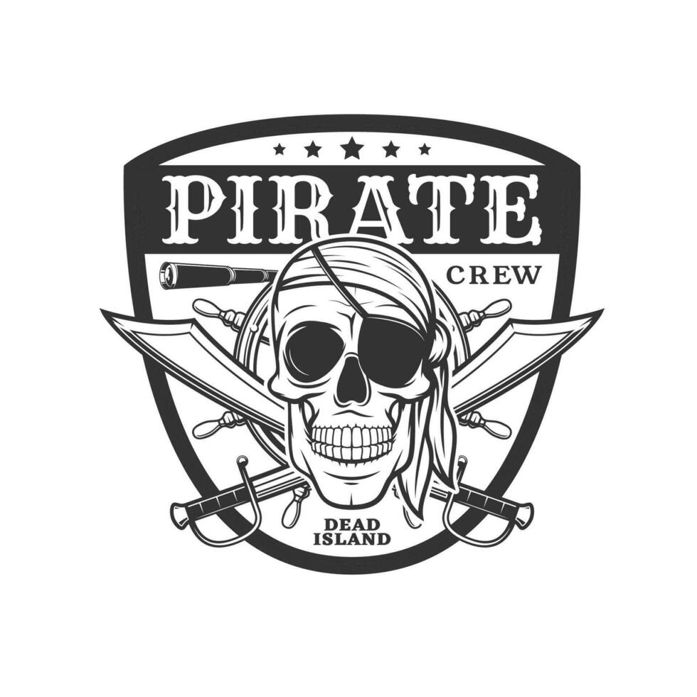 pirate icône crâne et franchi sabres vecteur emblème