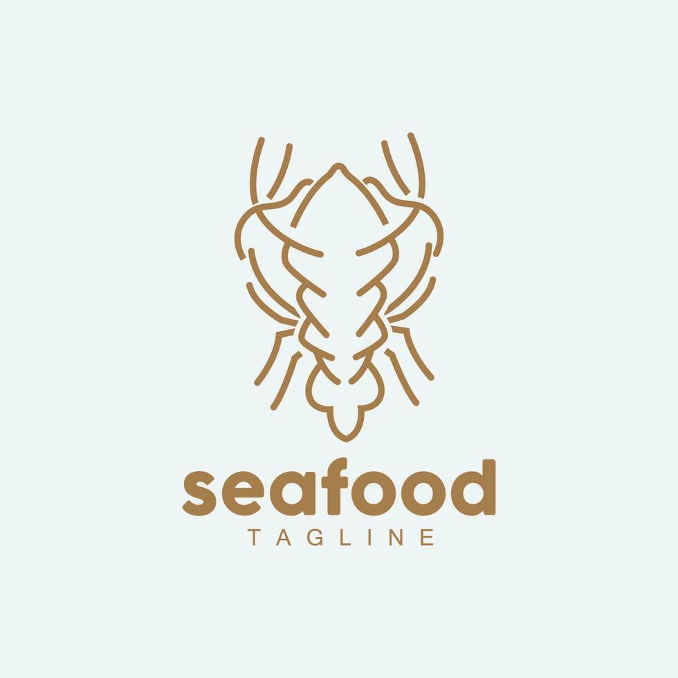 Homard logo, Facile minimaliste conception, crevettes Fruit de mer nourriture vecteur, illustration symbole icône vecteur