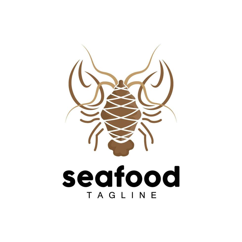 Homard logo, Facile minimaliste conception, crevettes Fruit de mer nourriture vecteur, illustration symbole icône vecteur