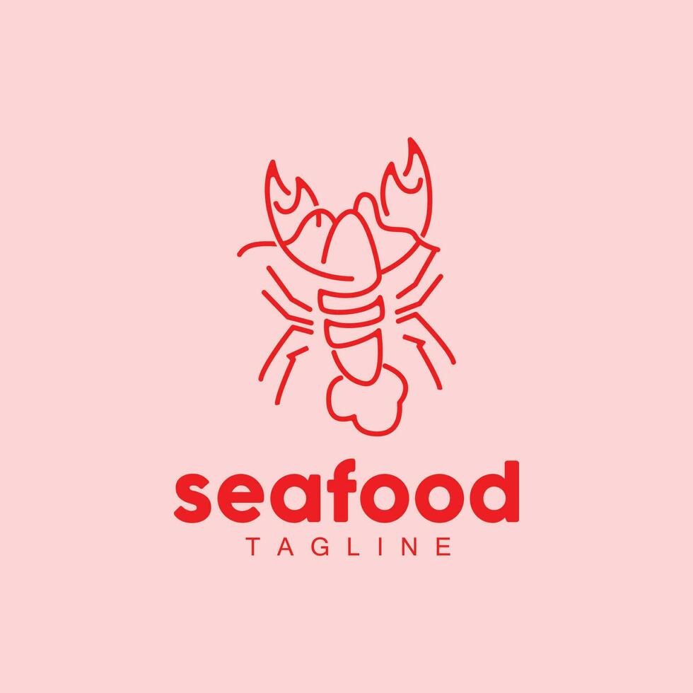 Homard logo, Facile minimaliste conception, crevettes Fruit de mer nourriture vecteur, illustration symbole icône vecteur
