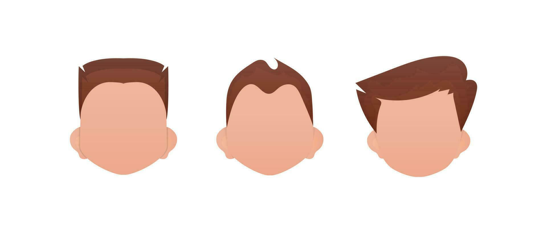 ensemble de visages de garçons avec différent modes de coupes de cheveux. isolé sur blanc Contexte. vetkaran illustration. vecteur