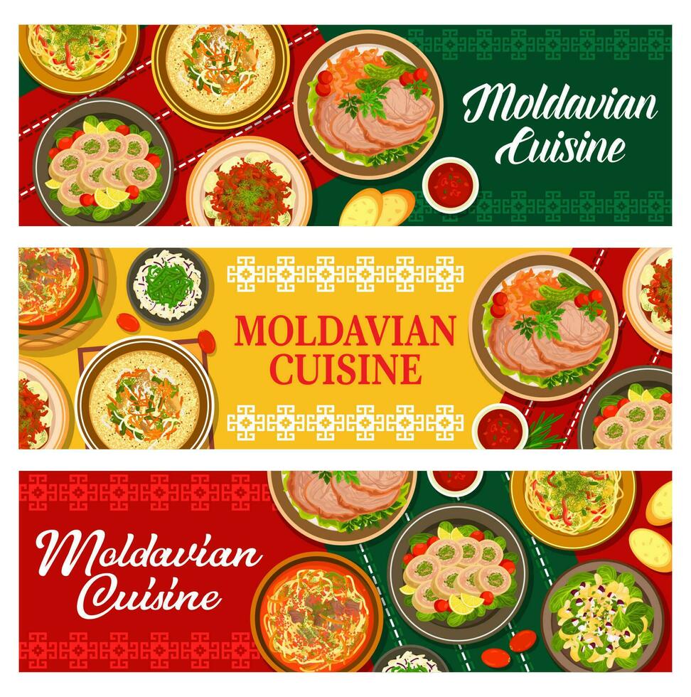 moldave nourriture bannières, moldave cuisine menu vecteur