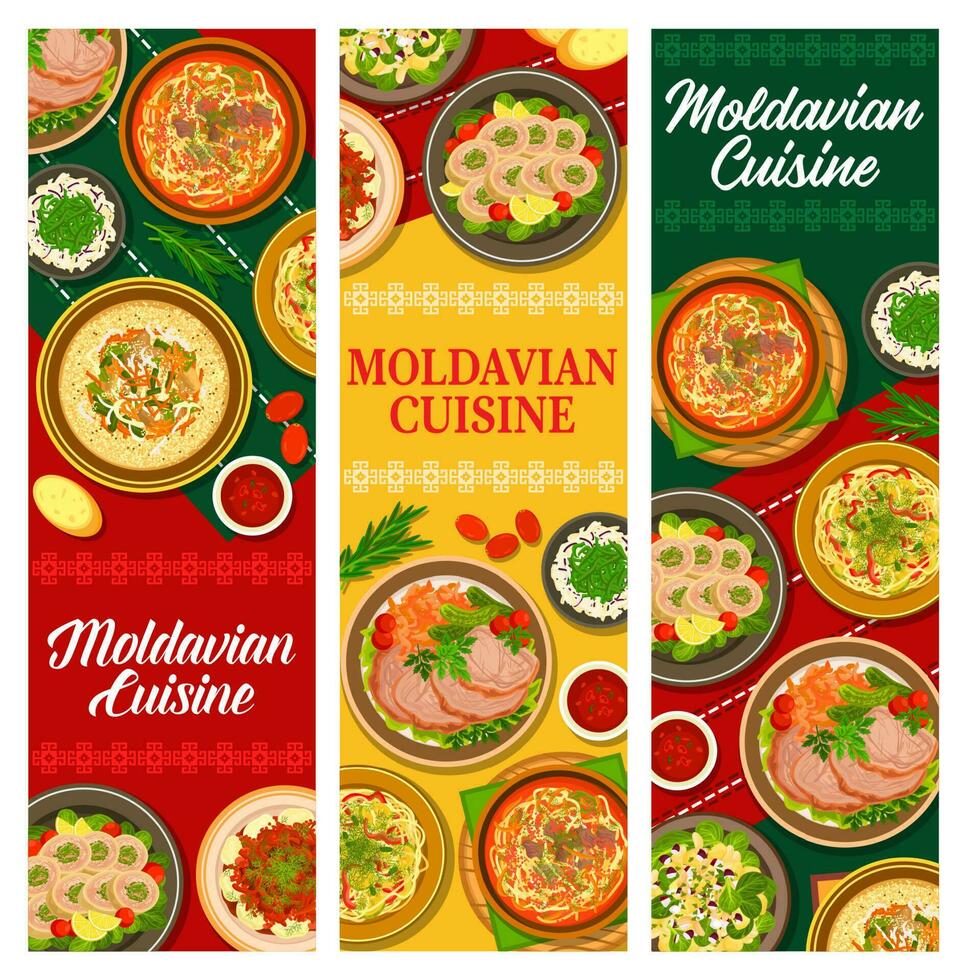 moldave nourriture, moldave cuisine bannières ou menu vecteur