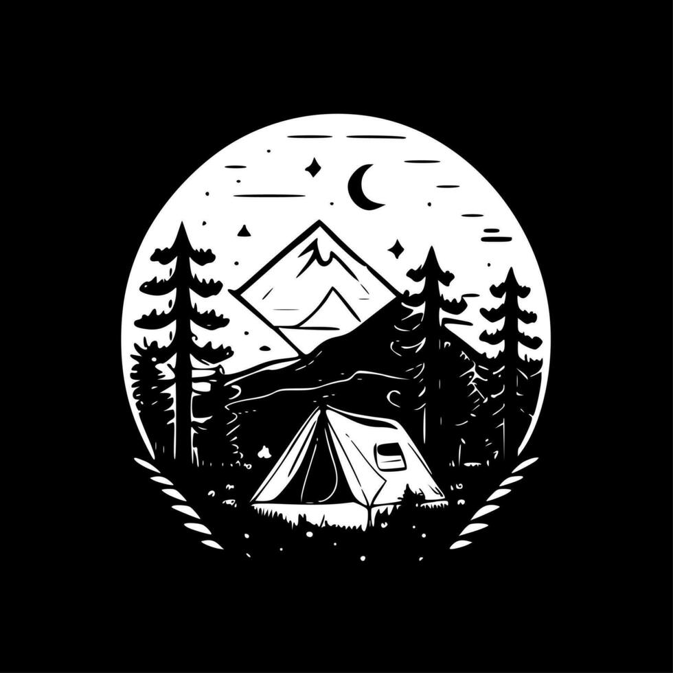 camping - minimaliste et plat logo - vecteur illustration