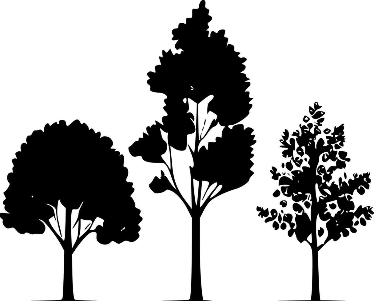 des arbres - noir et blanc isolé icône - vecteur illustration