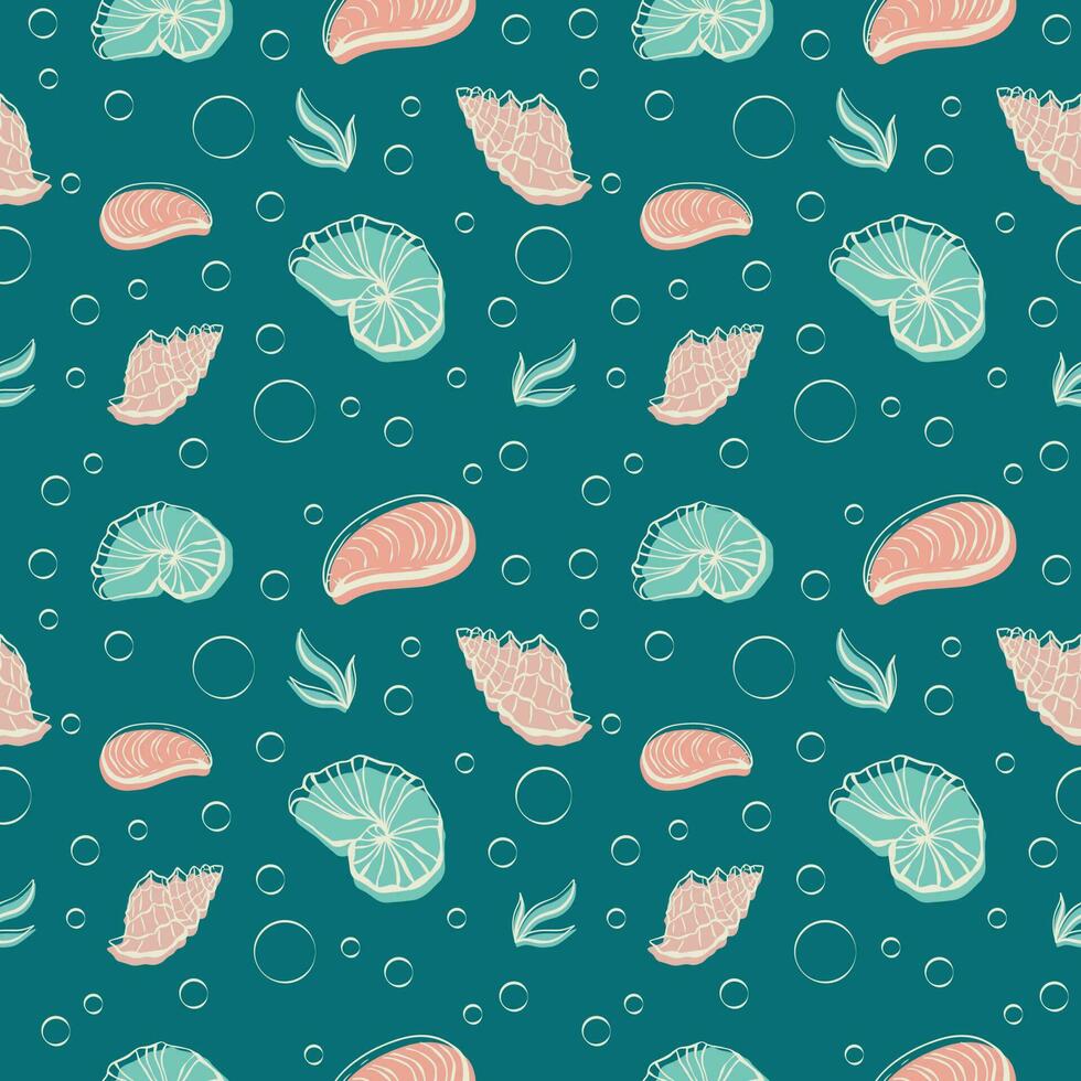 sans couture modèle avec coquilles. vecteur illustration. mer clums sans couture modèle. tropical sous-marin monde.