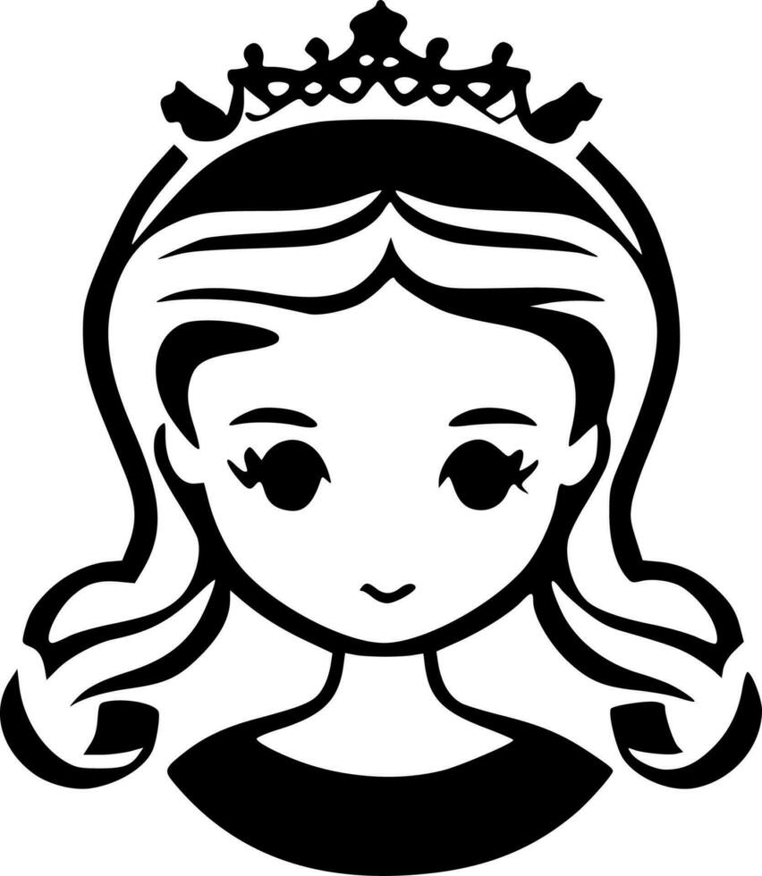 Princesse - noir et blanc isolé icône - vecteur illustration
