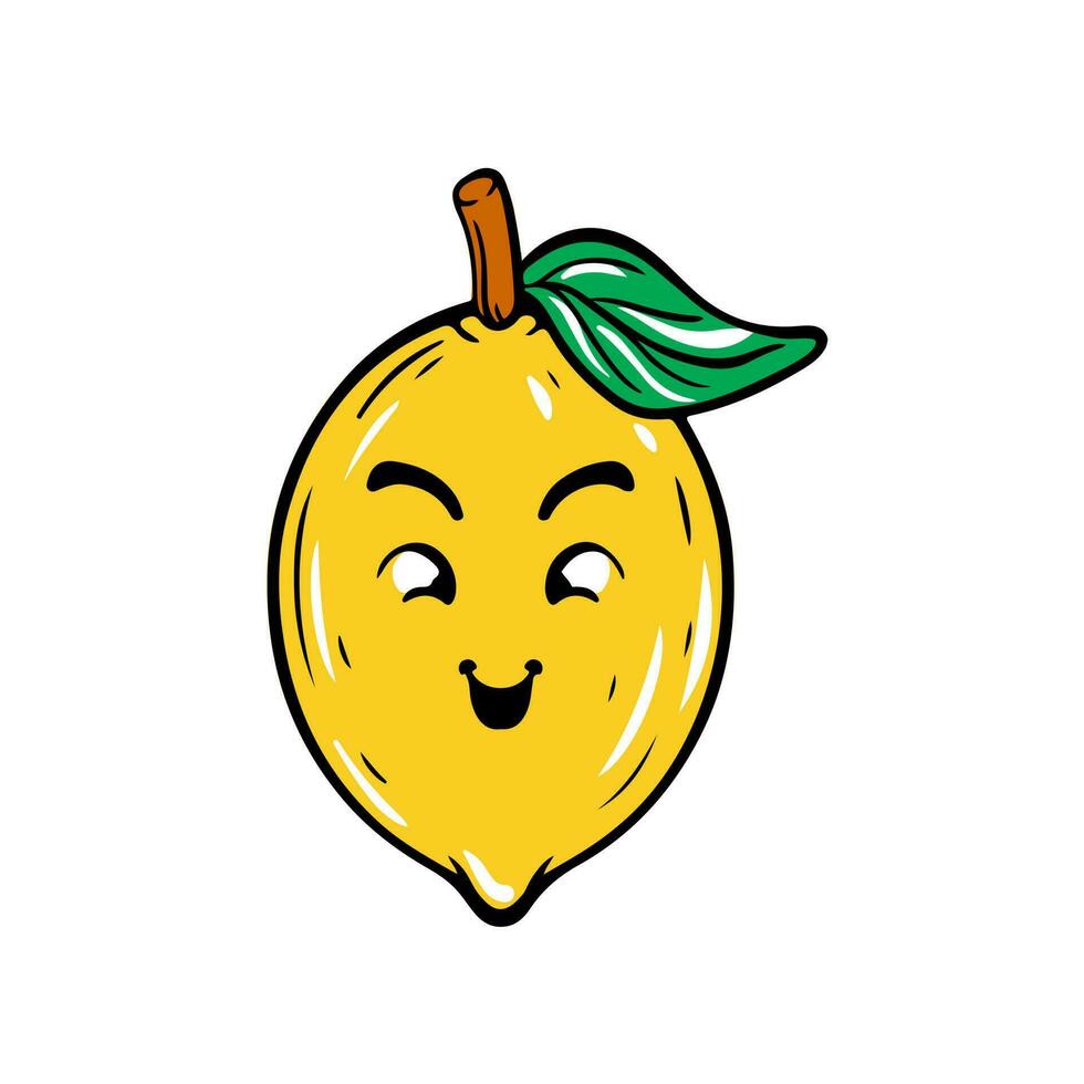 mignonne citron icône plat conception vecteur illustration