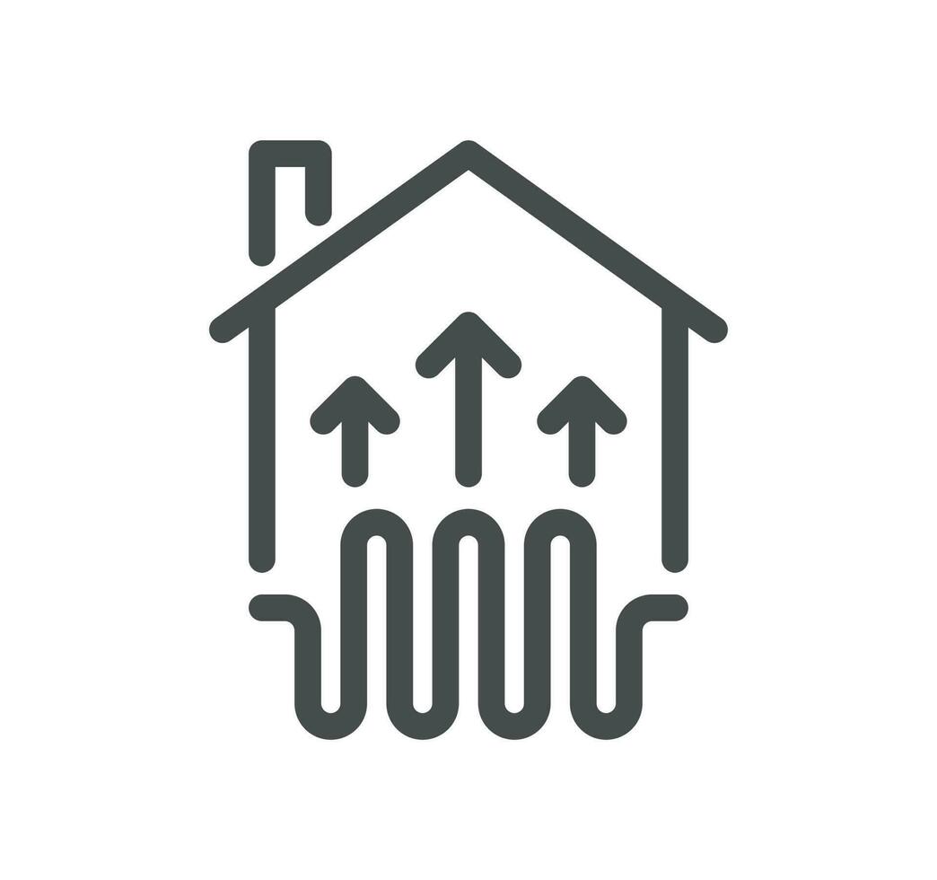 maison chauffage en relation icône contour et linéaire vecteur. vecteur