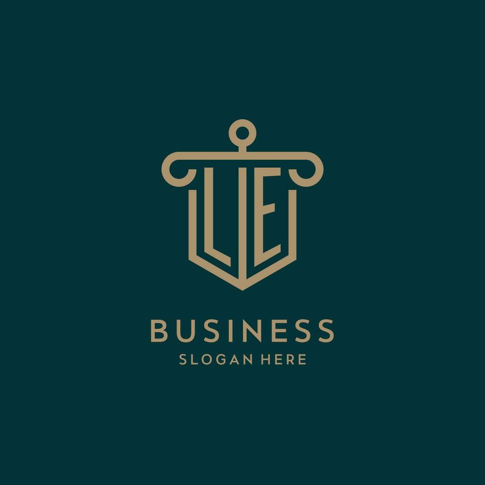 le monogramme initiale logo conception avec bouclier et pilier forme style vecteur