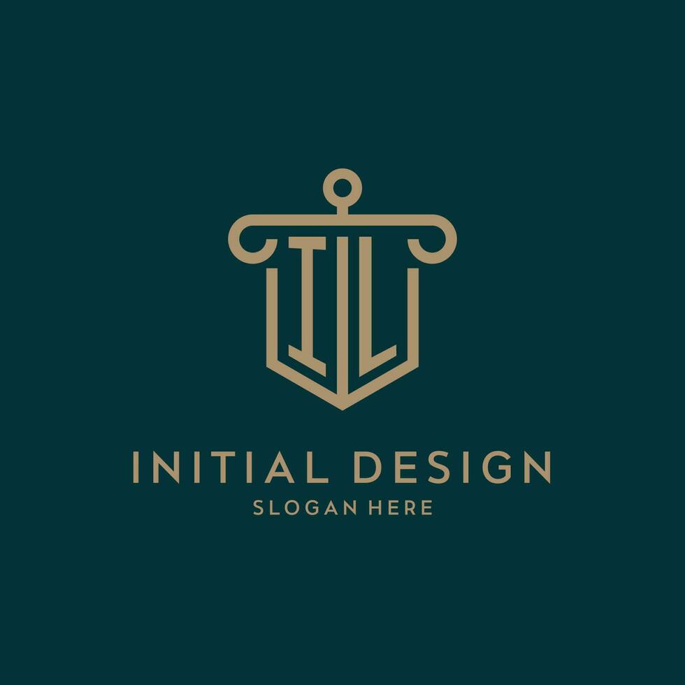 il monogramme initiale logo conception avec bouclier et pilier forme style vecteur