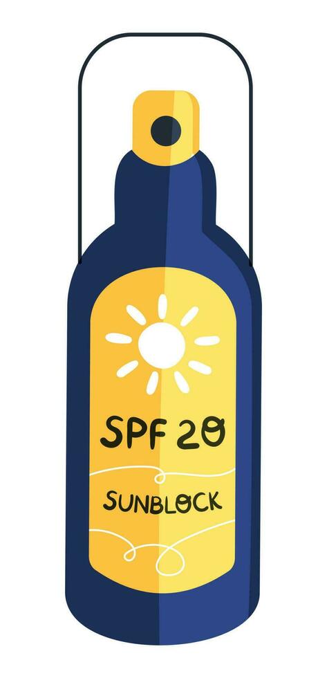 crème solaire vaporisateur bouteille avec spf 20 vecteur illustration