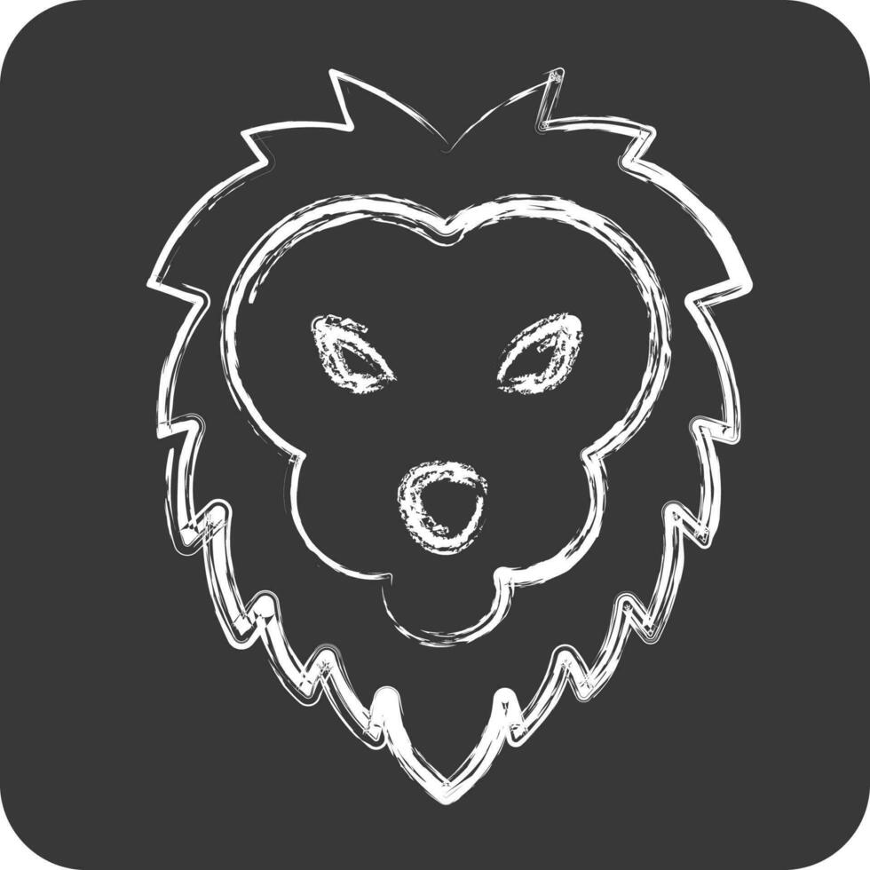 icône lion. en relation à animal tête symbole. craie style. Facile conception modifiable vecteur