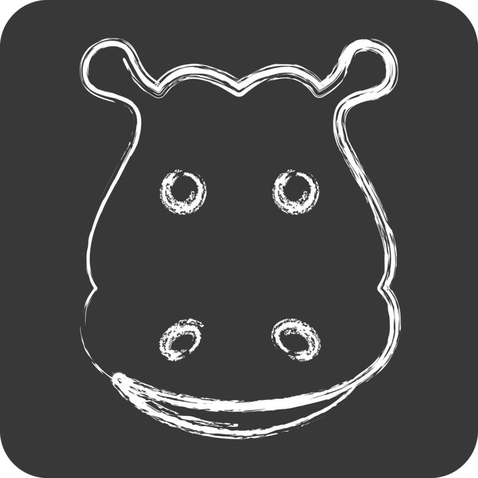 icône hippopotame. en relation à animal tête symbole. craie style. Facile conception modifiable vecteur