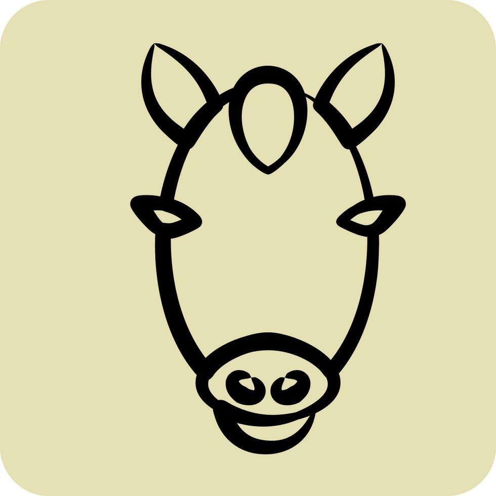 icône cheval. en relation à animal tête symbole. main tiré style. Facile conception modifiable vecteur