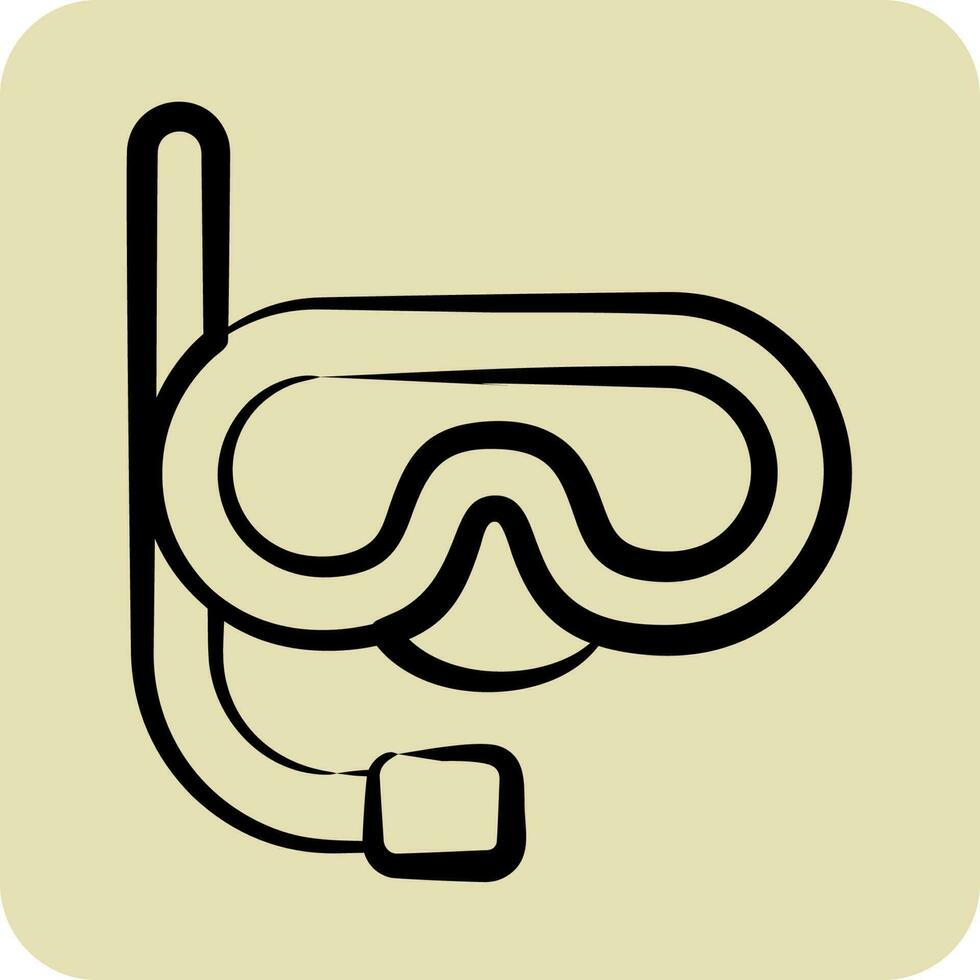 icône masque et tuba. en relation à Thaïlande symbole. main tiré style. Facile conception modifiable. monde Voyage vecteur