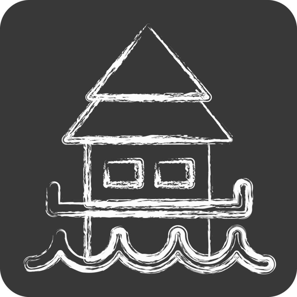 icône bungalow. adapté pour éducation symbole. craie style. Facile conception modifiable. conception modèle vecteur