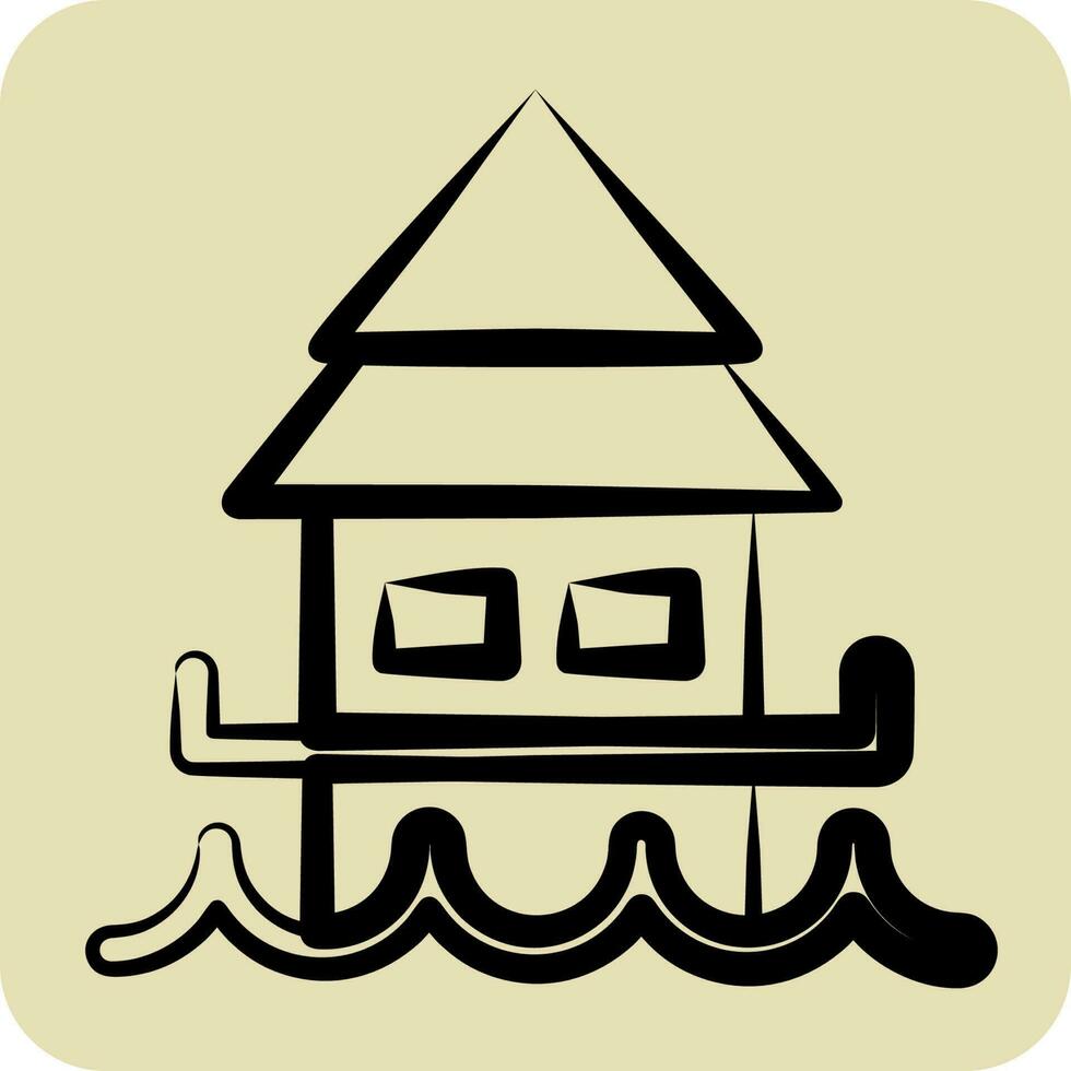 icône bungalow. adapté pour éducation symbole. main tiré style. Facile conception modifiable. conception modèle vecteur