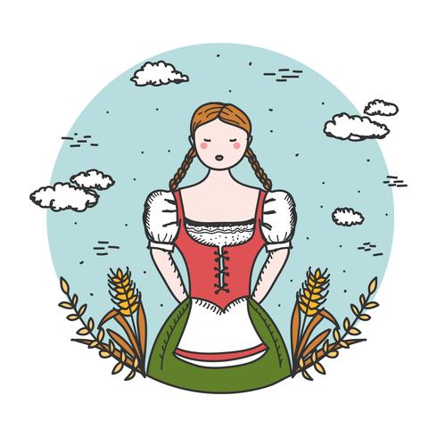 dame en vecteur de dirndl