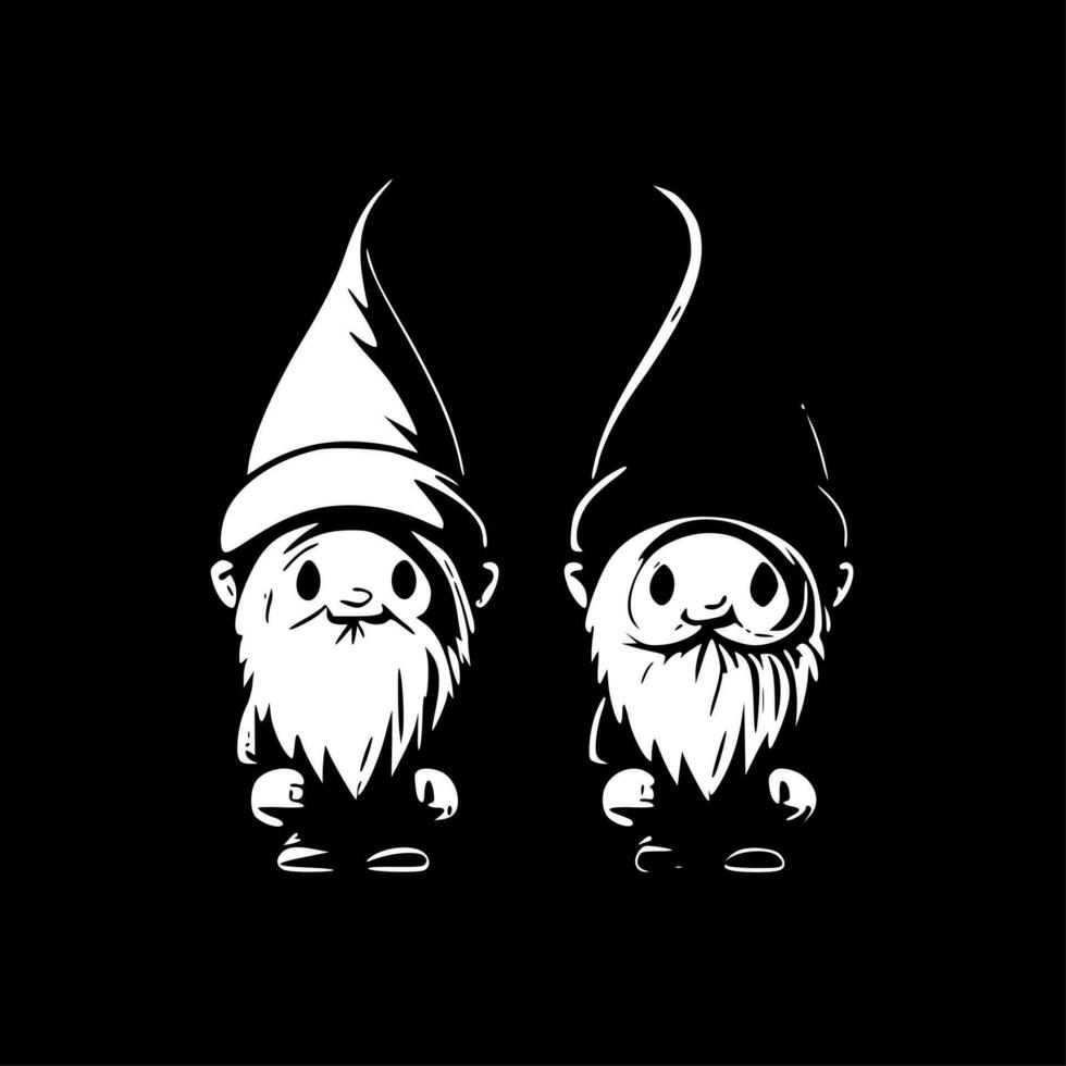 gnomes - noir et blanc isolé icône - vecteur illustration