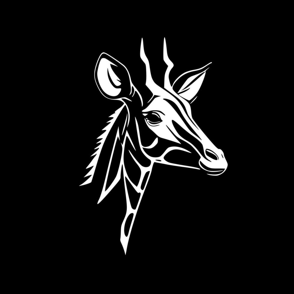 girafe - noir et blanc isolé icône - vecteur illustration