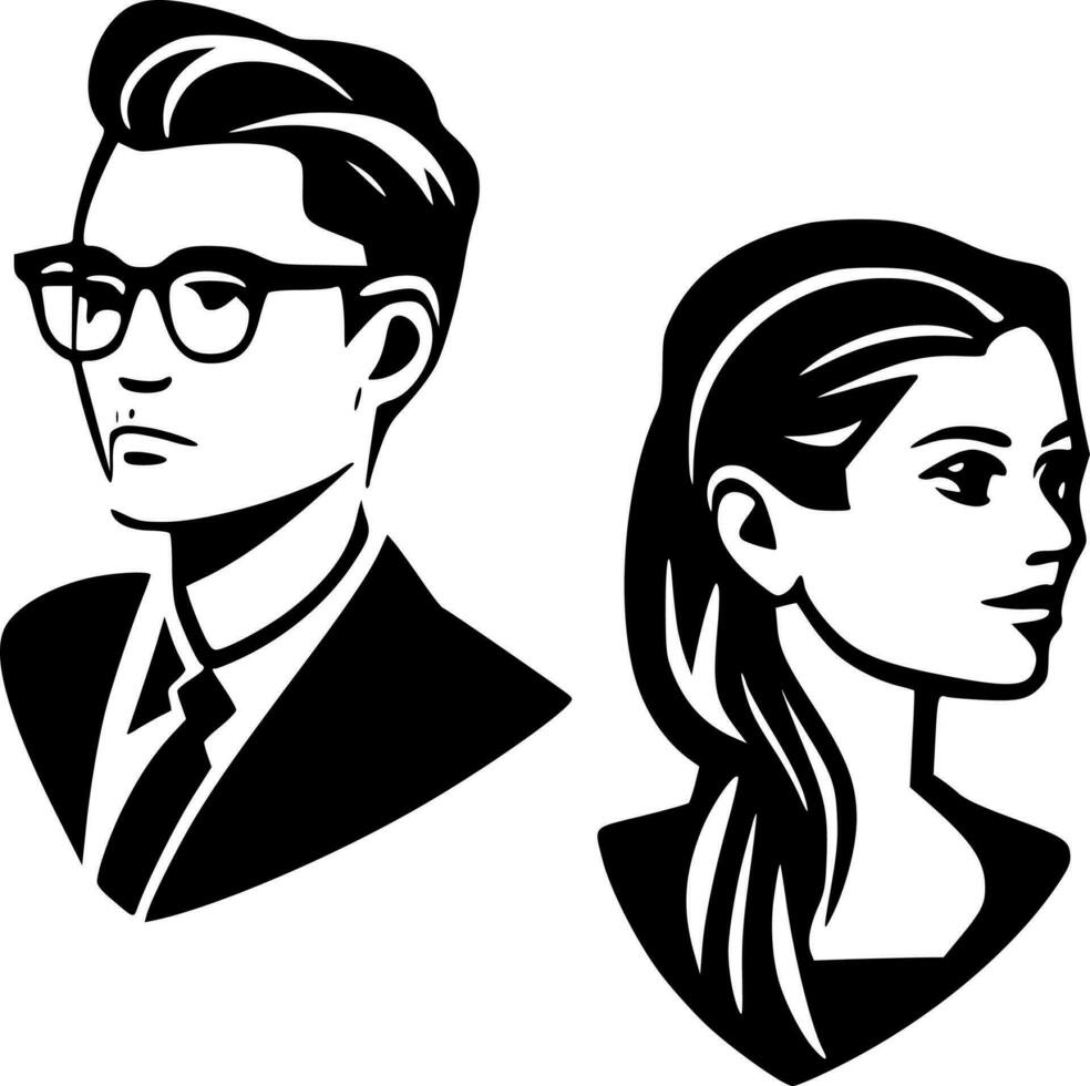 couple agrafe art, minimaliste et Facile silhouette - vecteur illustration