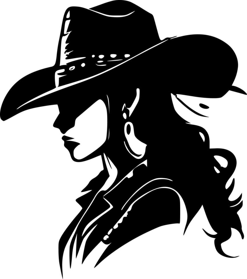 cow-girl, noir et blanc vecteur illustration