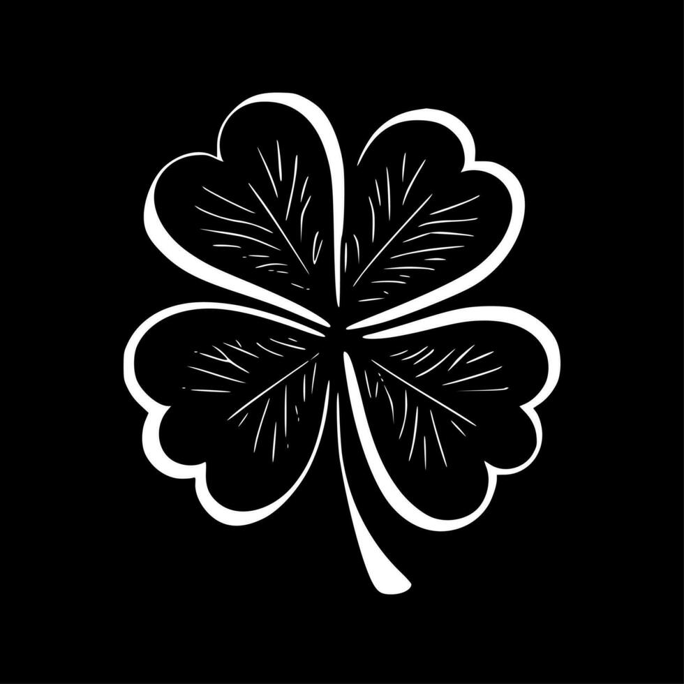 quatre feuilles trèfle, noir et blanc vecteur illustration