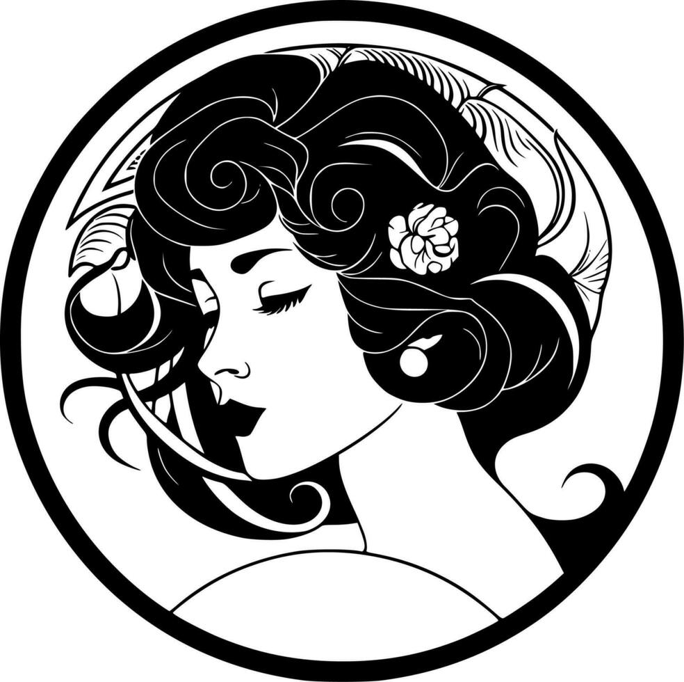 art nouveau, minimaliste et Facile silhouette - vecteur illustration