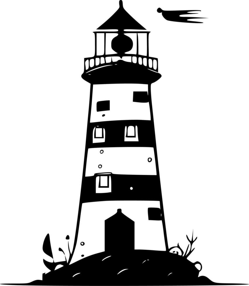 phare, minimaliste et Facile silhouette - vecteur illustration