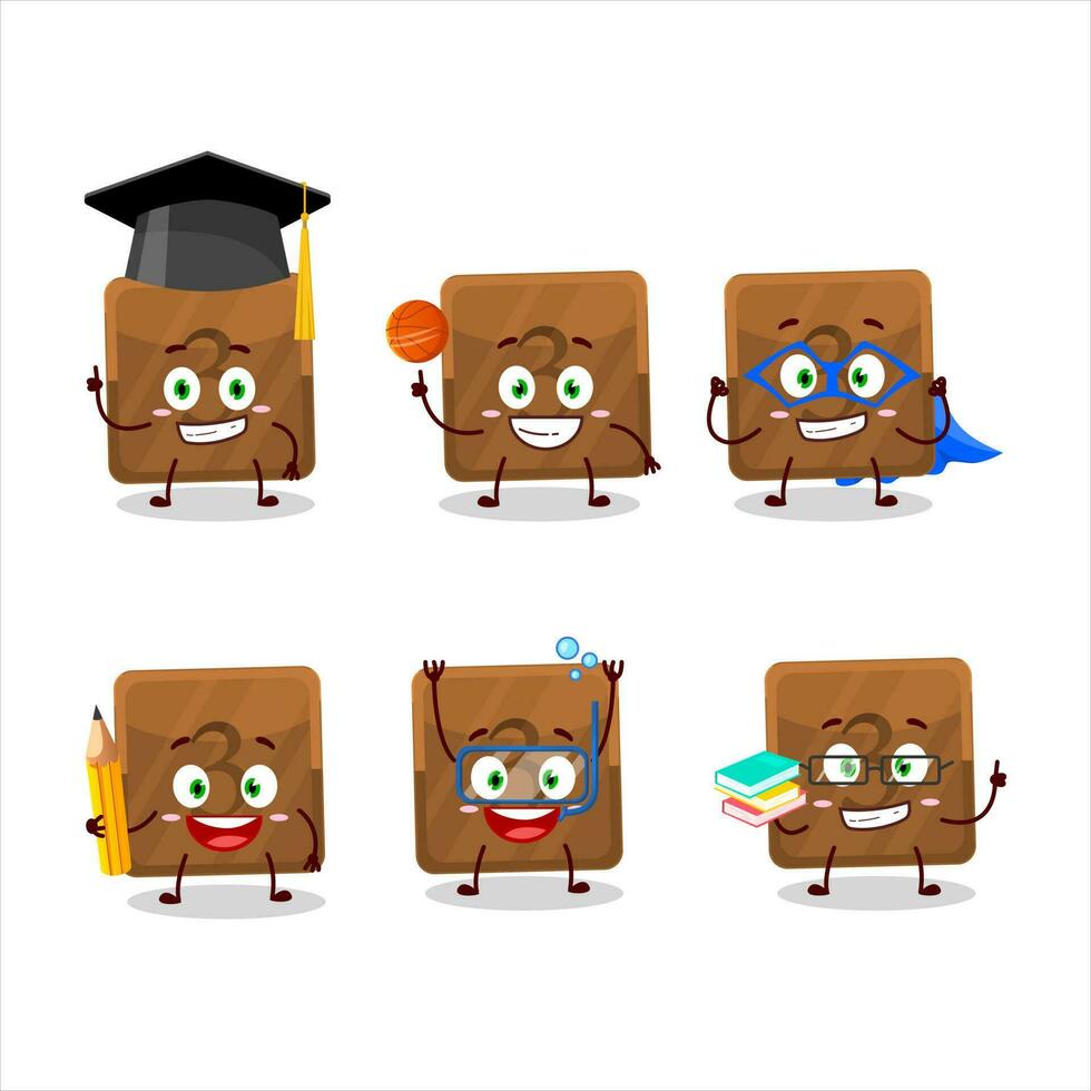 école étudiant de troisième premier bouton dessin animé personnage avec divers expressions vecteur