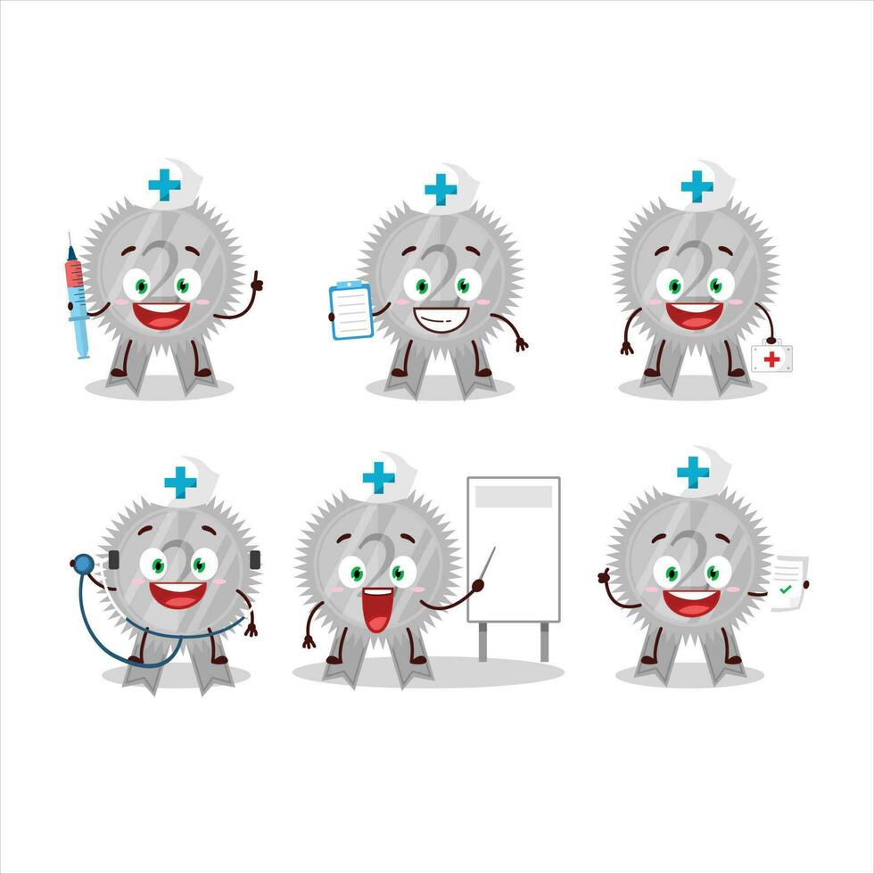 médecin profession émoticône avec argent médailles ruban dessin animé personnage vecteur