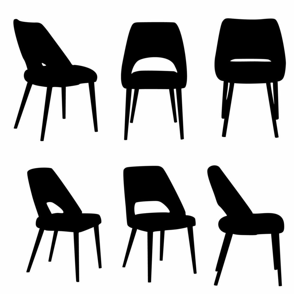 groupe de noir chaise silhouettes. vecteur ensemble sur blanc arrière-plan, logos, Icônes