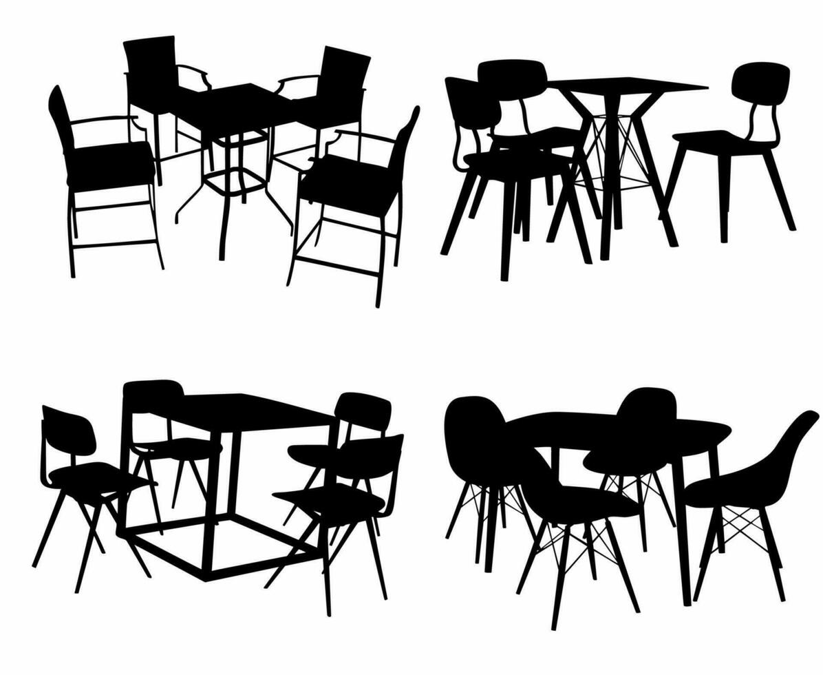 les tables et chaises collection - vecteur, logos, icône vecteur