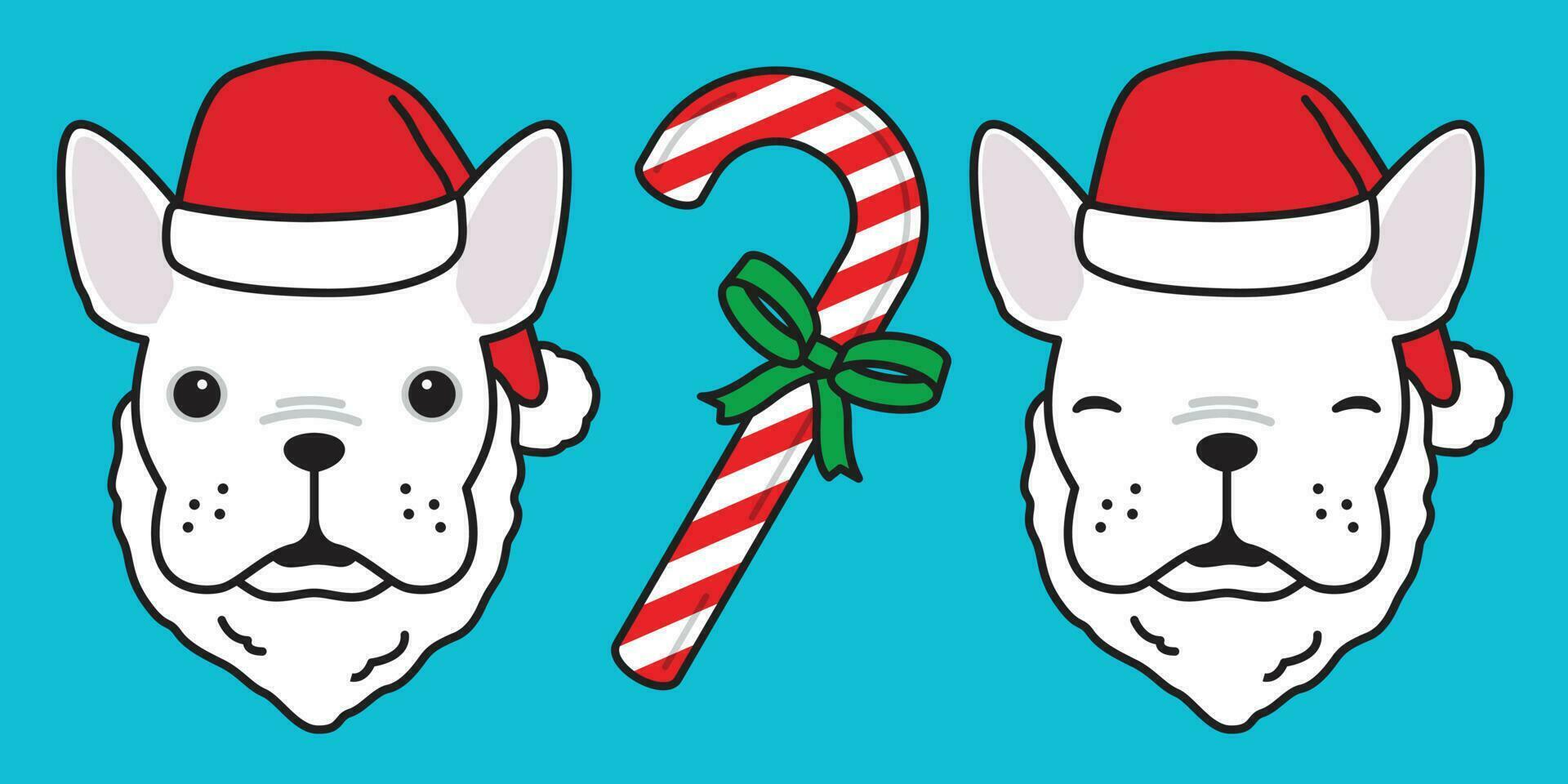 chien vecteur français bouledogue Noël Père Noël claus icône logo hiver vacances dessin animé illustration
