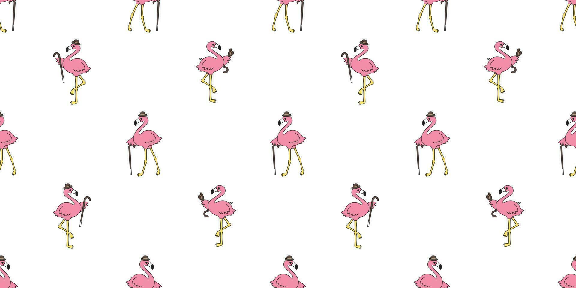 flamant sans couture modèle vecteur rose flamants roses chapeau dessin animé écharpe isolé tuile Contexte répéter fond d'écran illustration