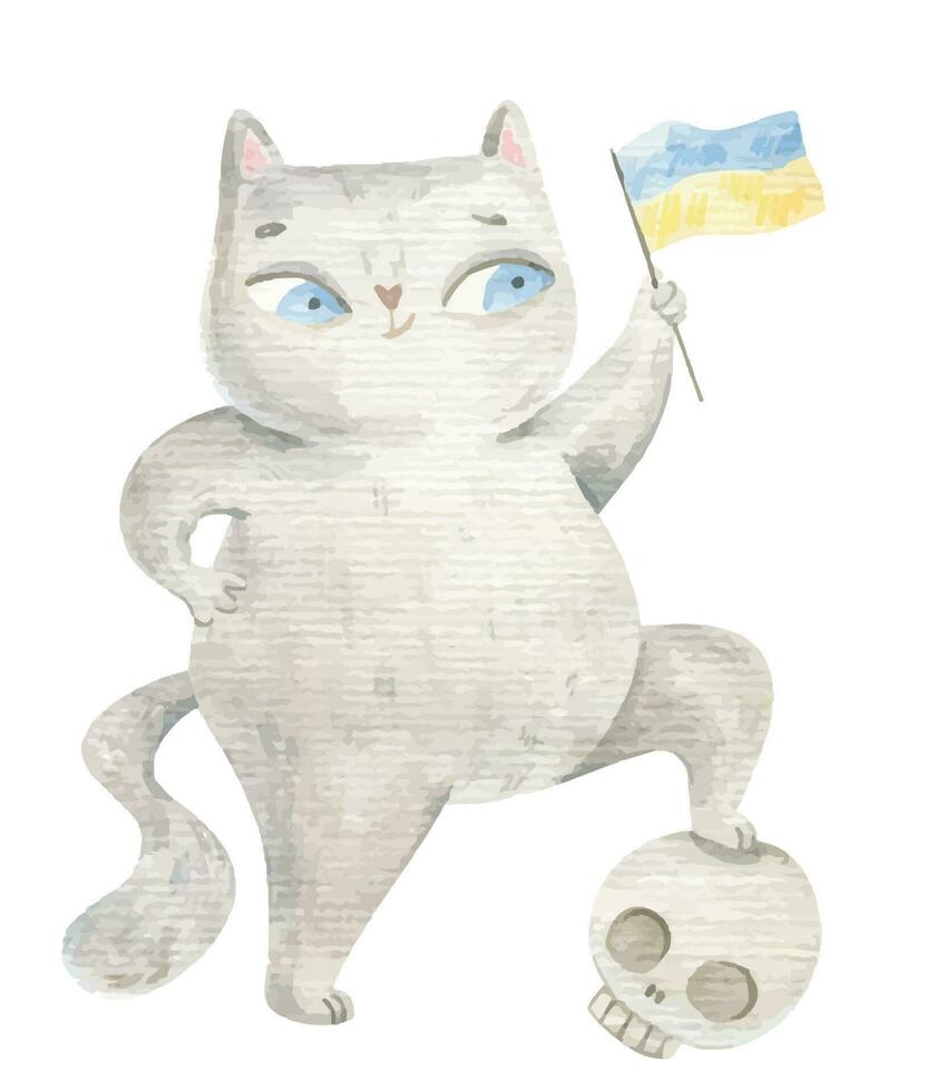 mignonne puéril main peint illustration avec patriotique motifs, mignonne dessin animé chats vecteur