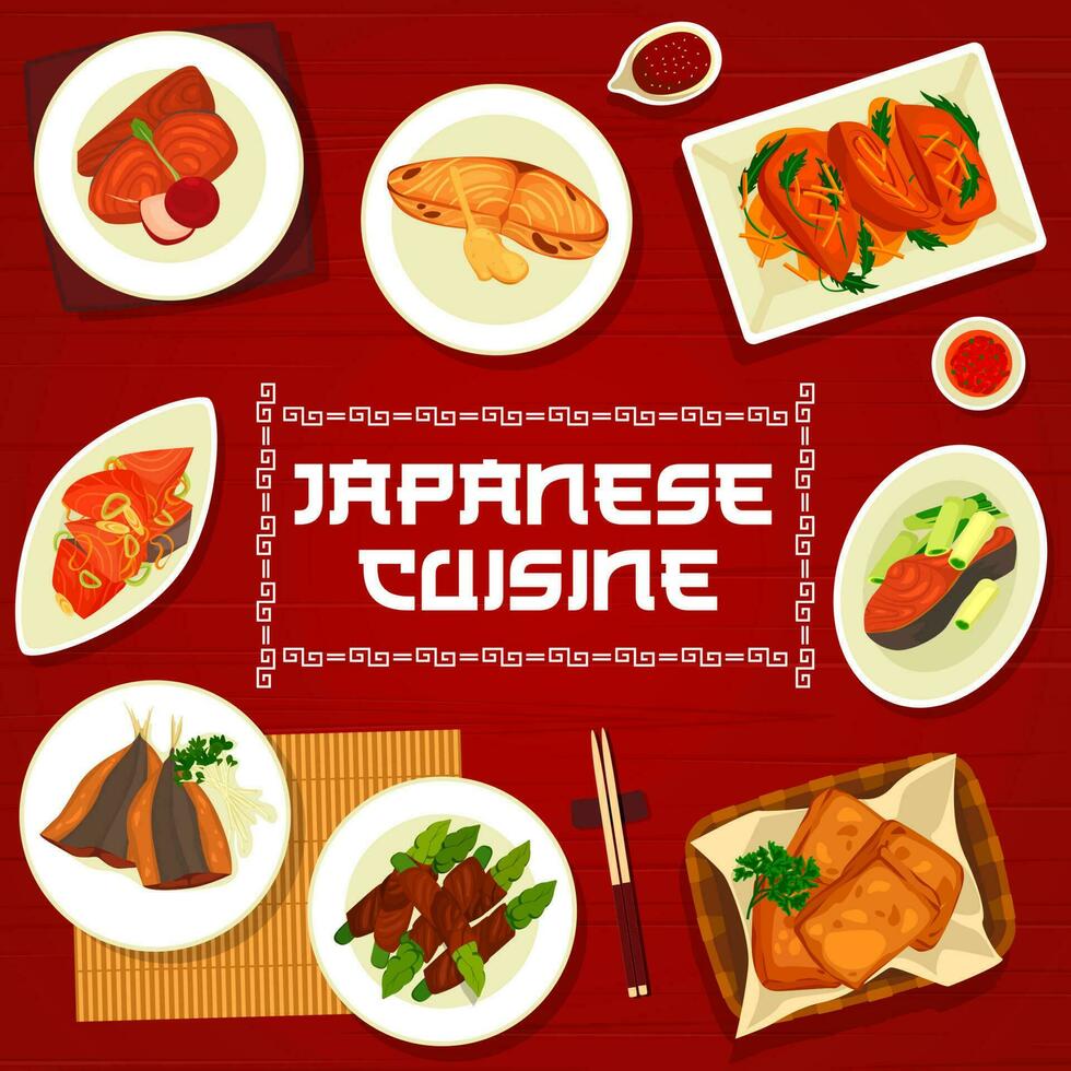 Japonais cuisine dessin animé vecteur affiche Japon repas