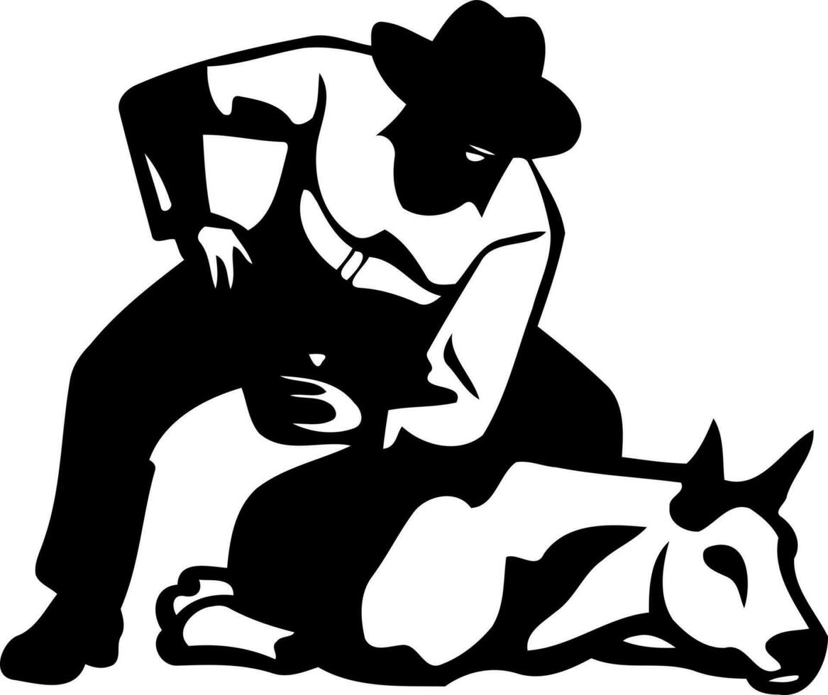 brésilien rodeo sport appelé péga faire garrot dans noir et blanc vecteur